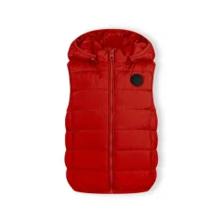Boys padded gilet detachable hood red