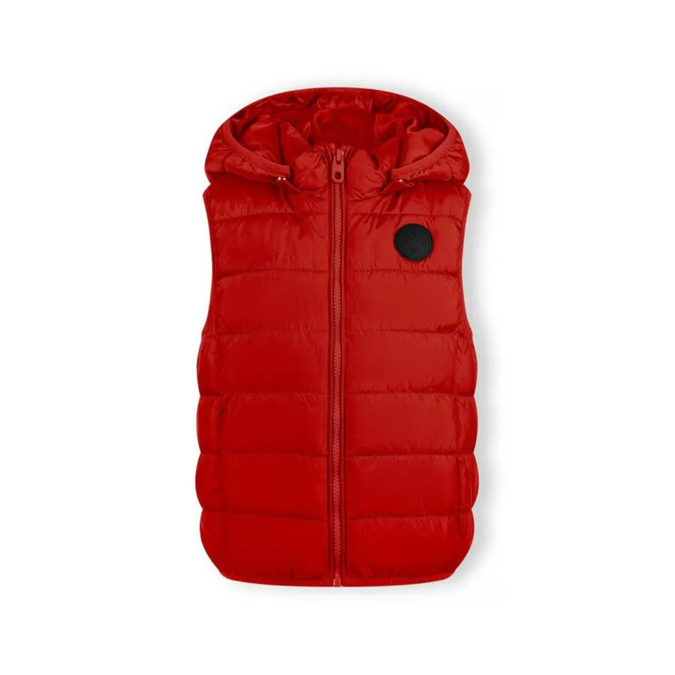 Boys padded gilet detachable hood red