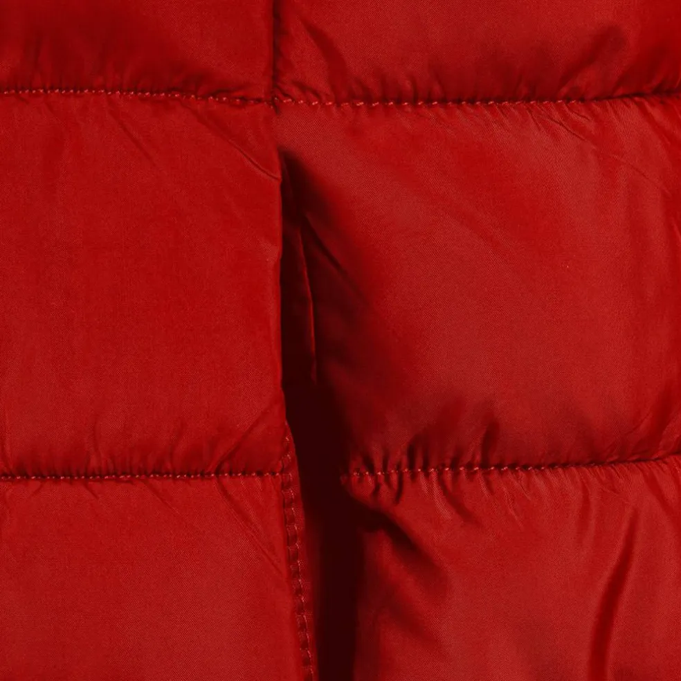 Boys padded gilet detachable hood red