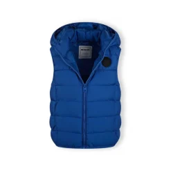 Boys padded gilet with detachable hood cobalt blue