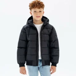 Boys padded jacket with hood black