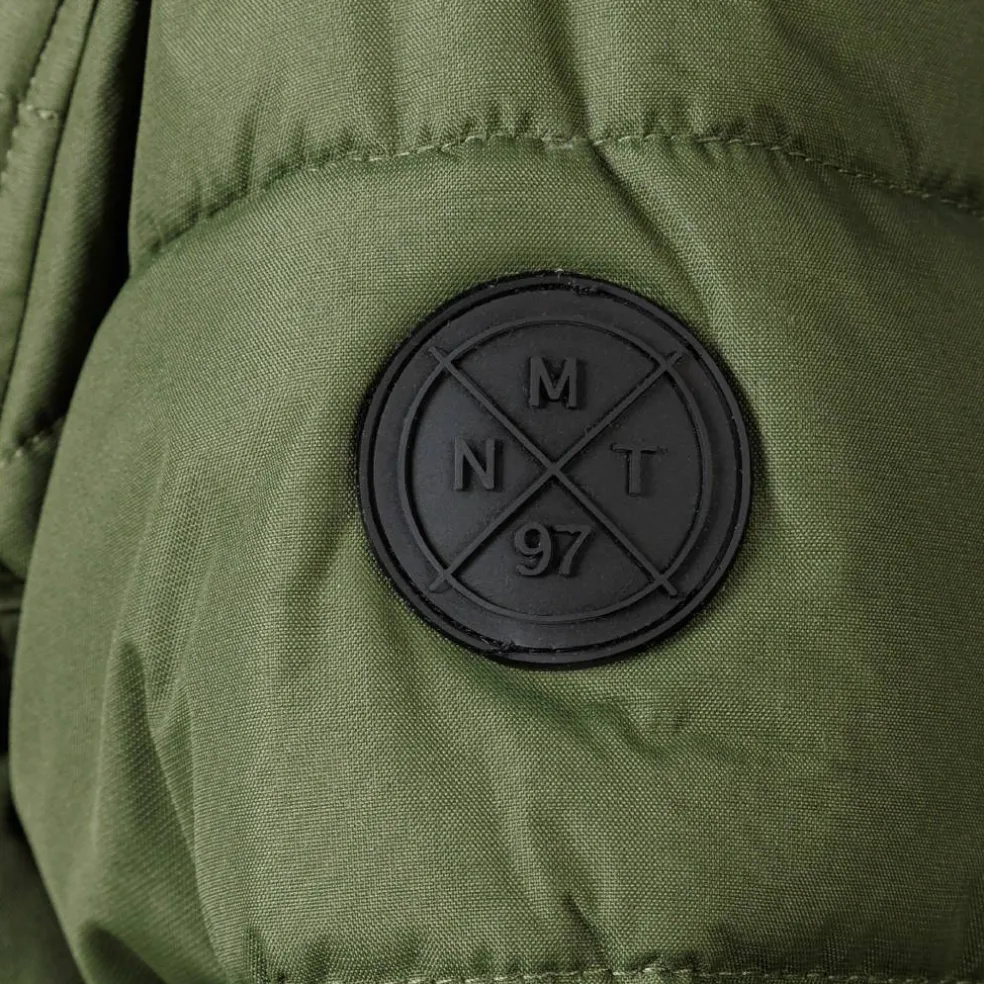 Boys padded jacket with hood zipped pockets khaki
