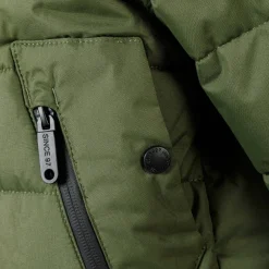Boys padded jacket with hood zipped pockets khaki