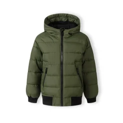 Boys padded jacket with hood zipped pockets khaki