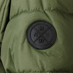 Boys padded jacket with hood zipped pockets khaki