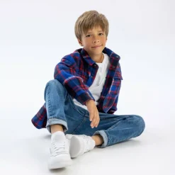 Boys padded shirt jacket quilted blue
