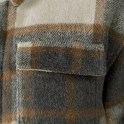 Boys padded shirt jacket wool blend grey check