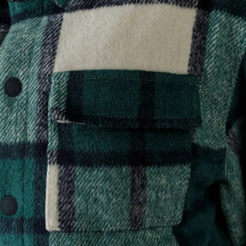 Boys padded shirt jacket wool blend green