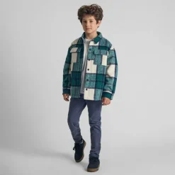 Boys padded shirt jacket wool blend green