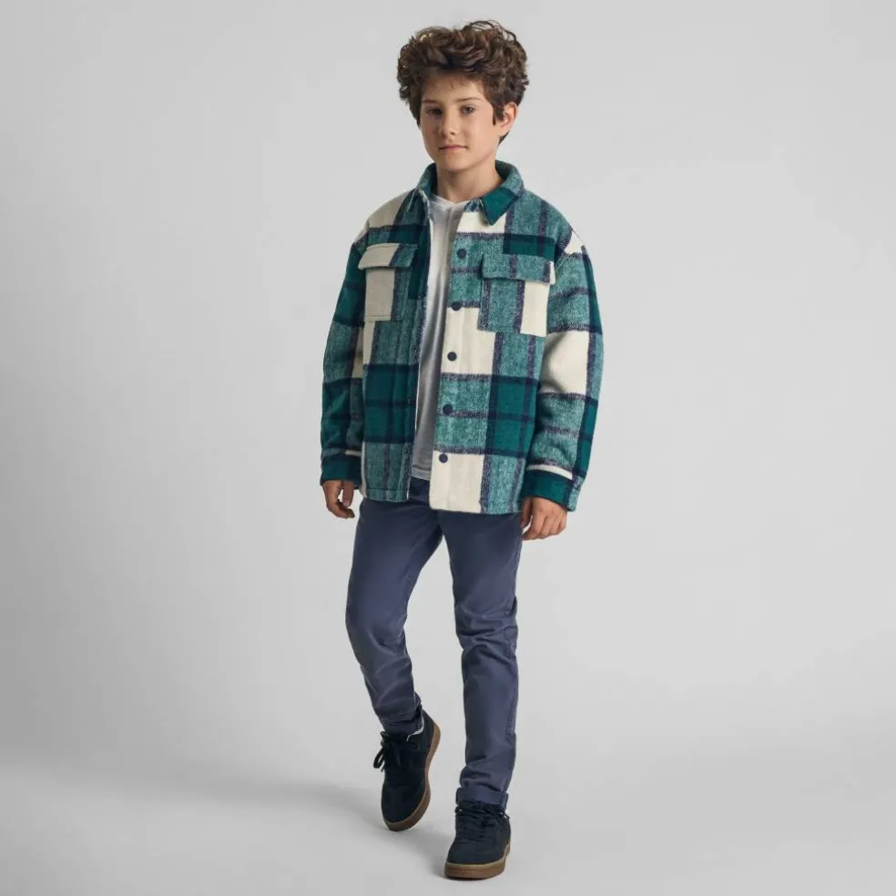 Boys padded shirt jacket wool blend green