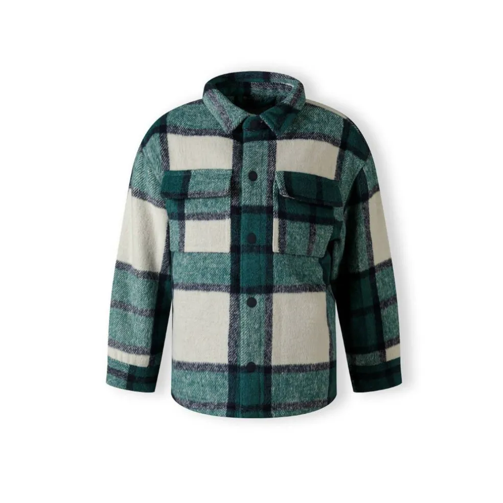 Boys padded shirt jacket wool blend green