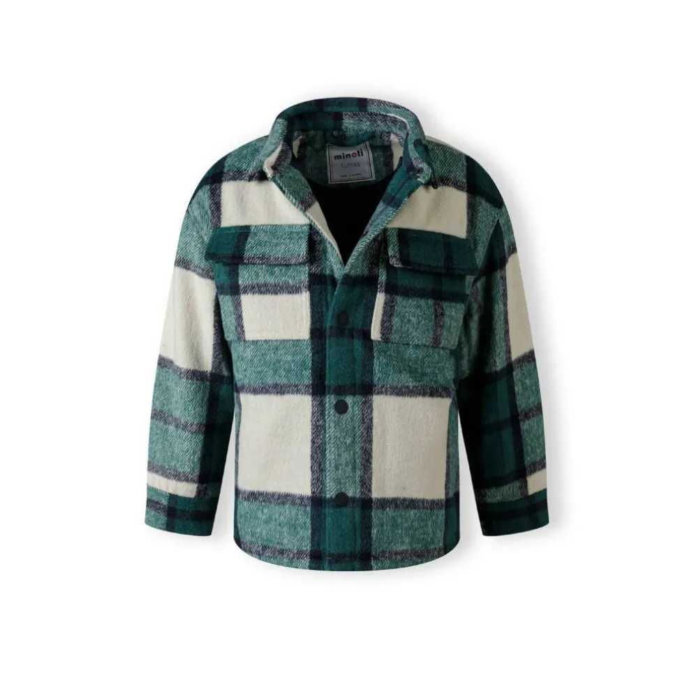 Boys padded shirt jacket wool blend green