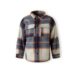 Boys padded shirt jacket wool blend blue check