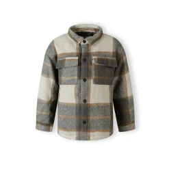 Boys padded shirt jacket wool blend grey check