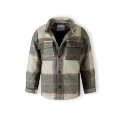 Boys padded shirt jacket wool blend grey check