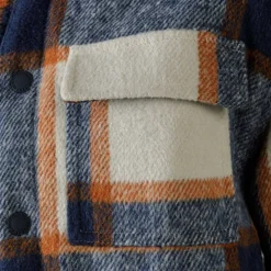 Boys padded shirt jacket wool blend blue check