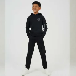 Boys Pull Over Hoodie with Chest Embroidery and Sleeve Pocket