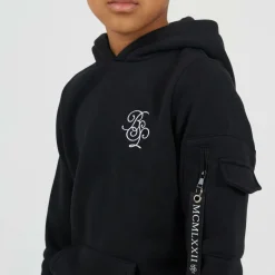 Boys Pull Over Hoodie with Chest Embroidery and Sleeve Pocket