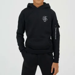 Boys Pull Over Hoodie with Chest Embroidery and Sleeve Pocket