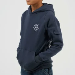 Boys Pull Over Hoodie with Chest Embroidery and Sleeve Pocket