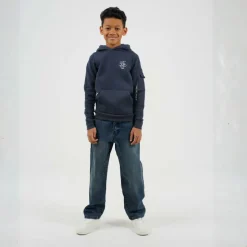 Boys Pull Over Hoodie with Chest Embroidery and Sleeve Pocket