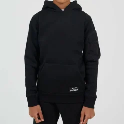 Boys Pull Over Hoodie with Zip Sleeve Pocket and Kangaroo Pocket Label Detail