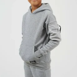 Boys Pull Over Hoodie with Zip Sleeve Pocket and Kangaroo Pocket Label Detail