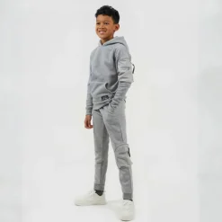 Boys Pull Over Hoodie with Zip Sleeve Pocket and Kangaroo Pocket Label Detail