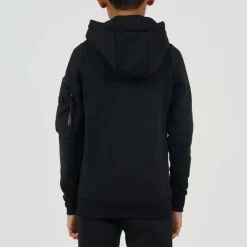 Boys Pull Over Hoodie with Zip Sleeve Pocket and Kangaroo Pocket Label Detail