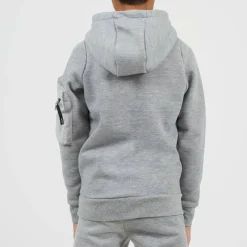 Boys Pull Over Hoodie with Zip Sleeve Pocket and Kangaroo Pocket Label Detail