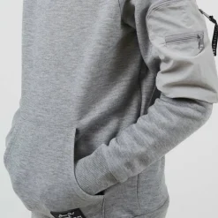 Boys Pull Over Hoodie with Zip Sleeve Pocket and Kangaroo Pocket Label Detail