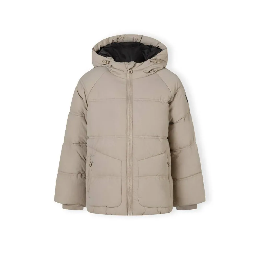 Boys quilted jacket with hood zip pockets grey