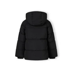 Boys quilted jacket with hood zip pockets black
