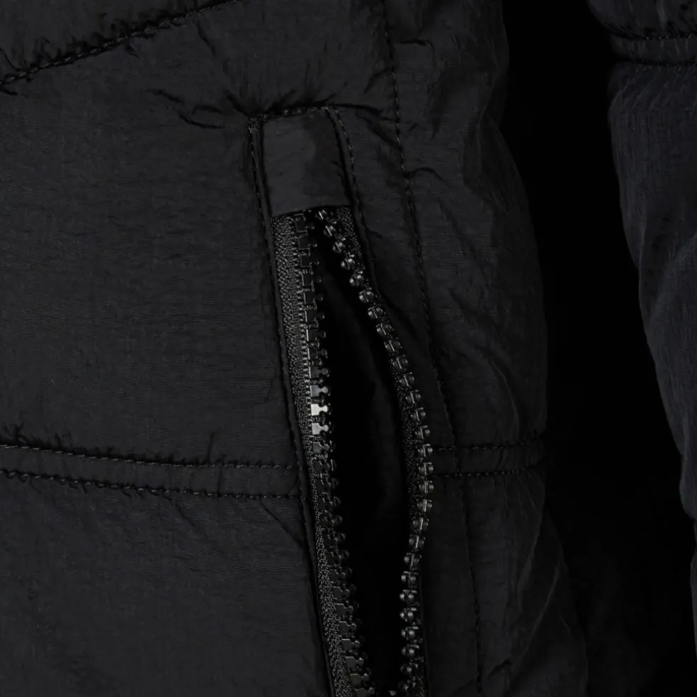 Boys quilted jacket with hood zip pockets black