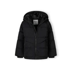 Boys quilted jacket with hood zip pockets black