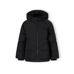 Boys quilted jacket with hood zip pockets black