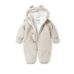 Boys snowsuit with ears fleece lining and mittens grey