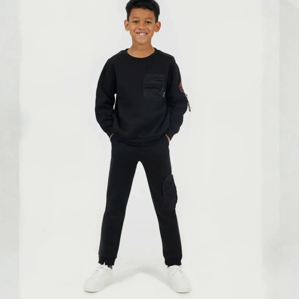 Brave Boys Crew Neck Sweater with Sleeve Badge Detail