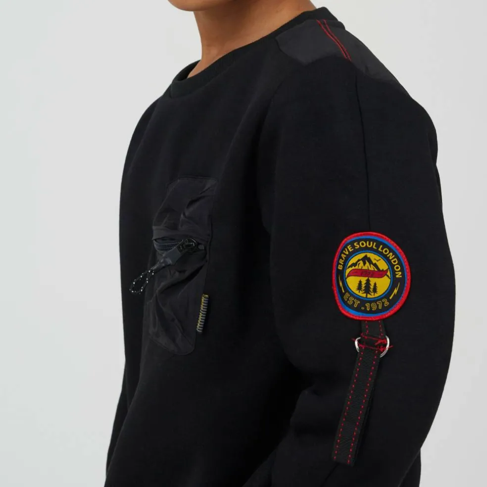Brave Boys Crew Neck Sweater with Sleeve Badge Detail