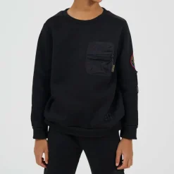 Brave Boys Crew Neck Sweater with Sleeve Badge Detail