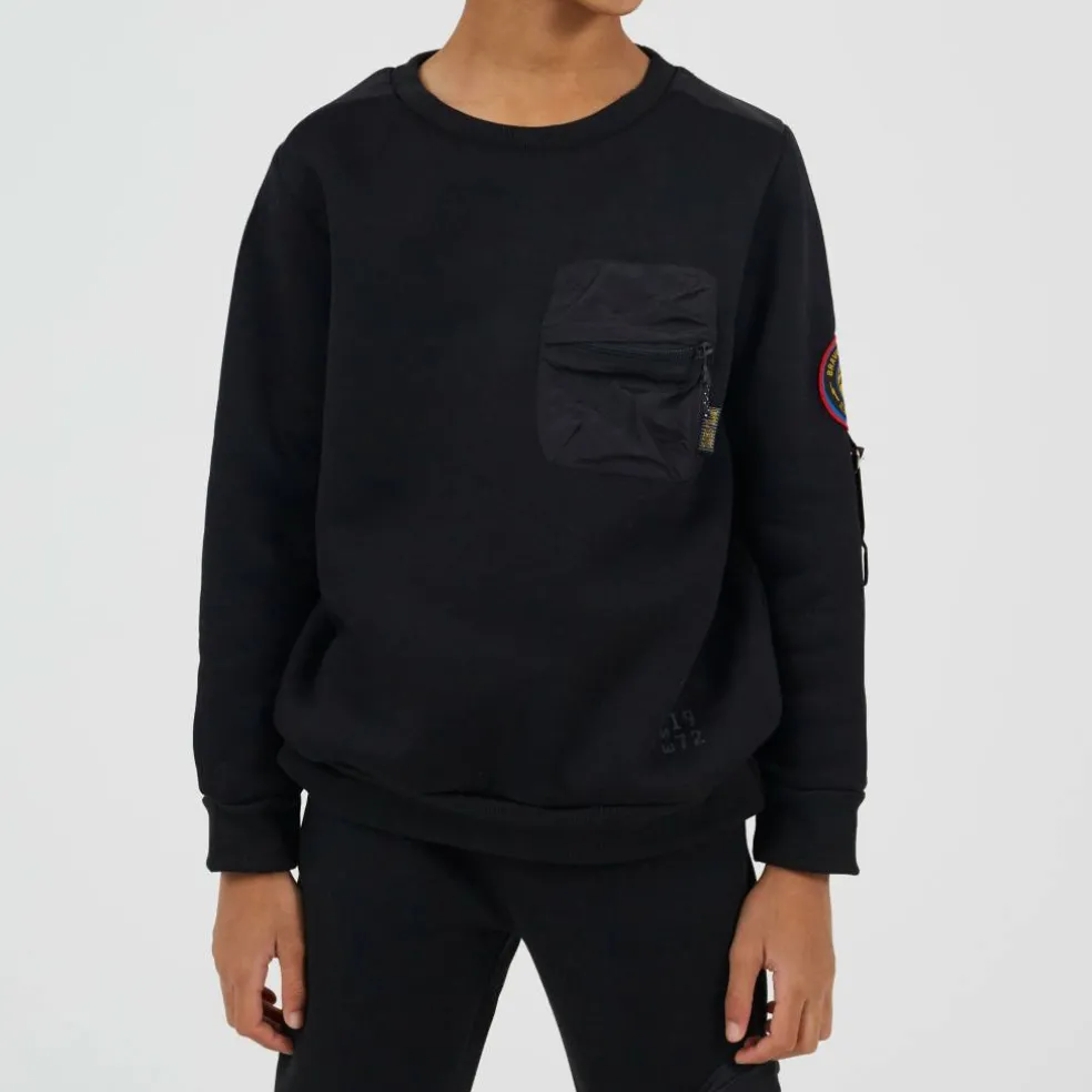 Brave Boys Crew Neck Sweater with Sleeve Badge Detail