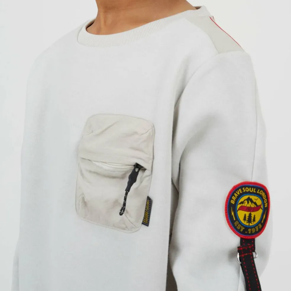 Brave Boys Crew Neck Sweater with Sleeve Badge Detail