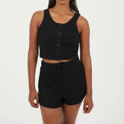 Brave Womens Cropped Vest and Matching Shorts Lounge Set