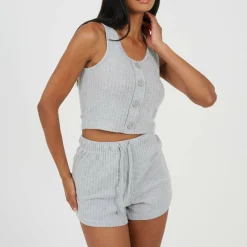 Brave Womens Cropped Vest and Matching Shorts Lounge Set