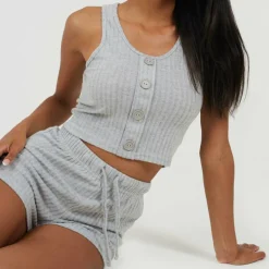 Brave Womens Cropped Vest and Matching Shorts Lounge Set