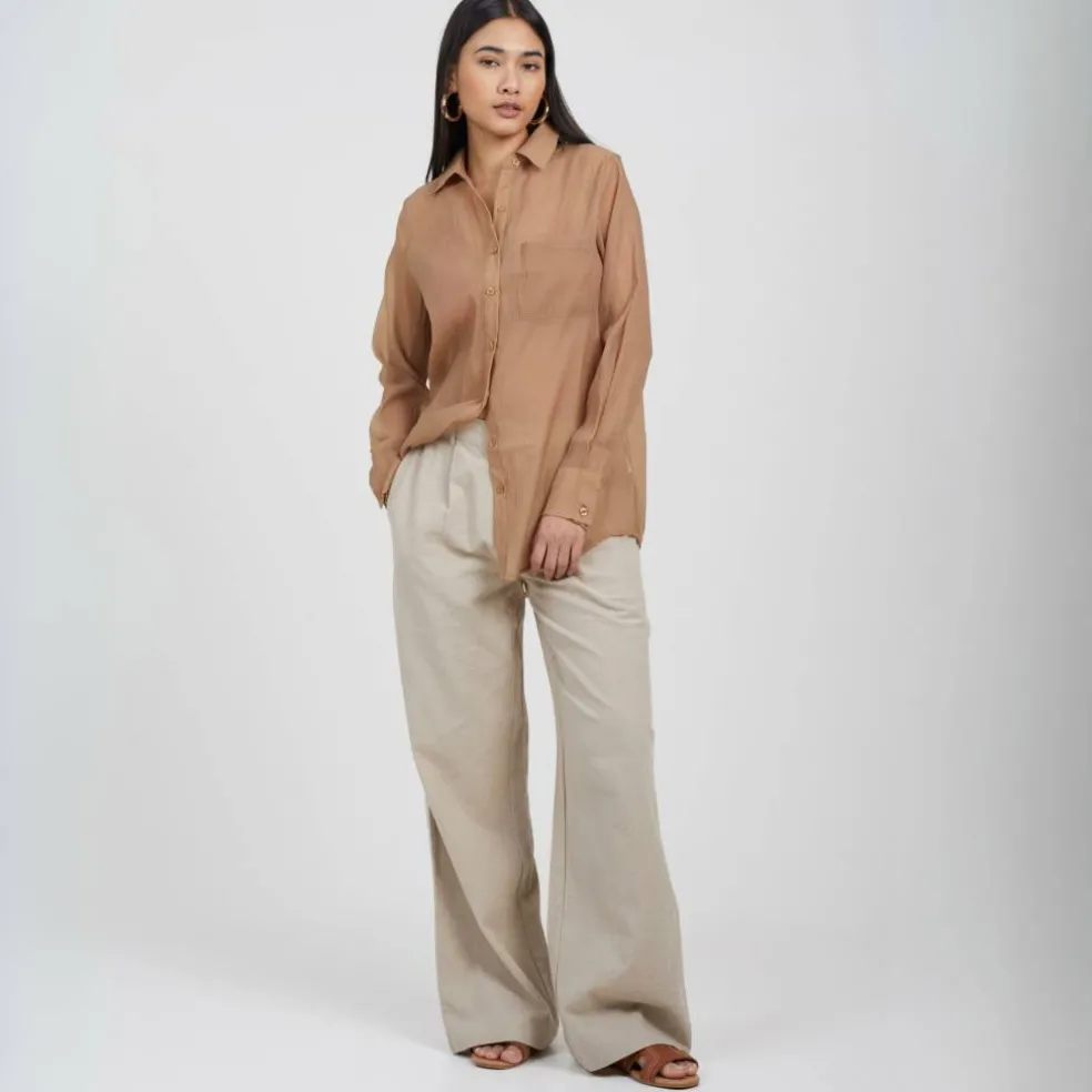 Brave Womens Long Sleeve Plain Shirt with Chest Pocket