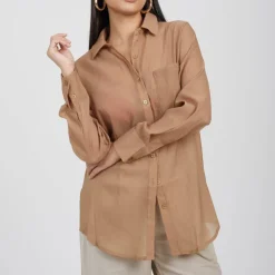 Brave Womens Long Sleeve Plain Shirt with Chest Pocket
