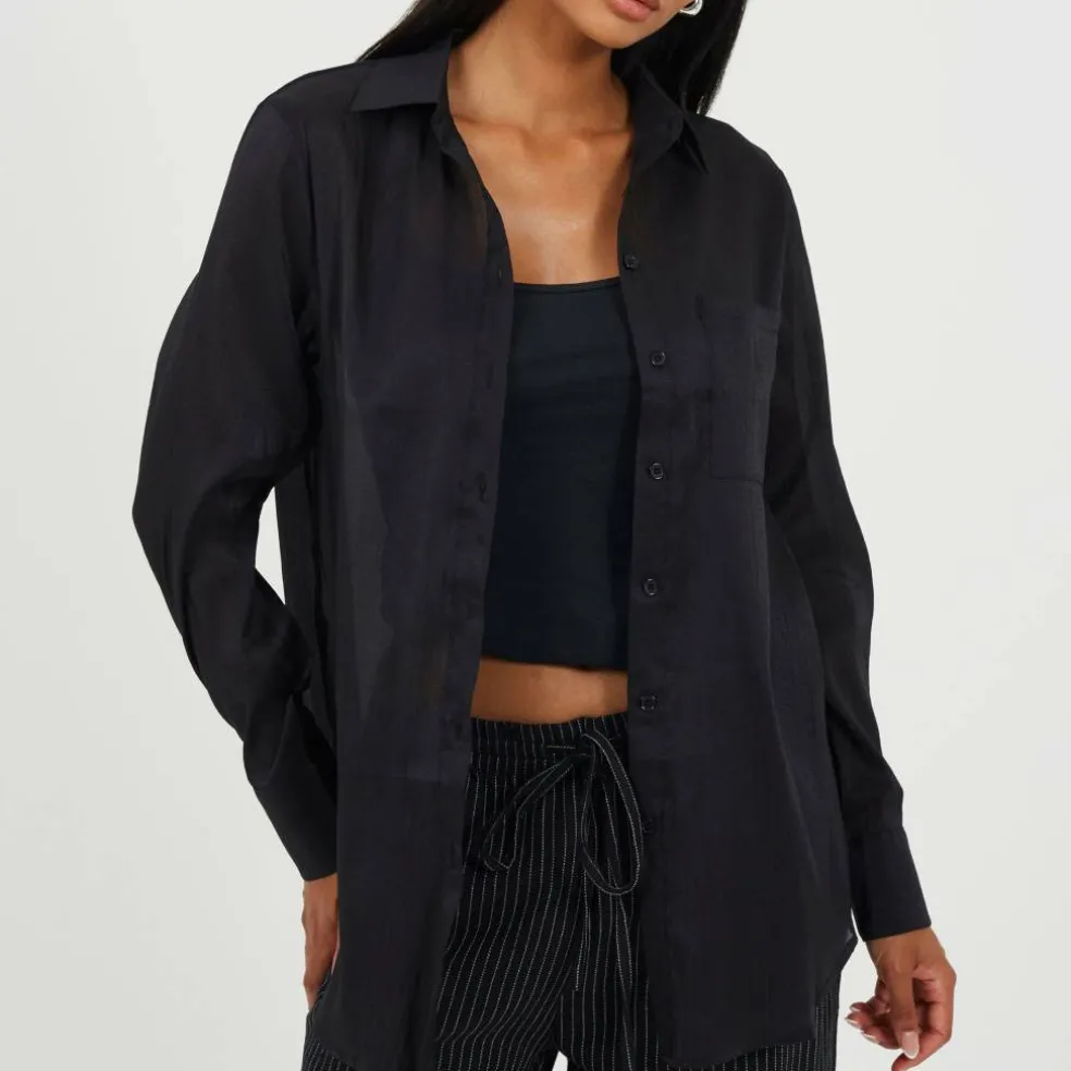 Brave Womens Long Sleeve Plain Shirt with Chest Pocket