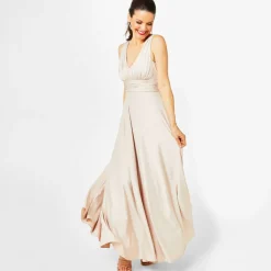 Bridesmaid Deep V Maxi Dress
