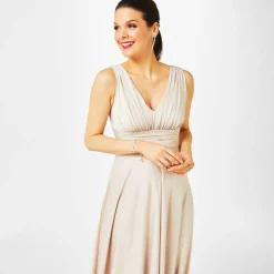 Bridesmaid Deep V Maxi Dress